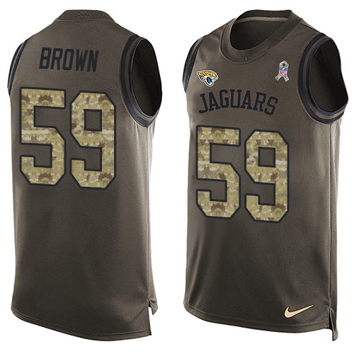 Men's Limited Arthur Brown Nike Jersey Green - #59 Salute to Service Tank Top NFL Jacksonville Jaguars